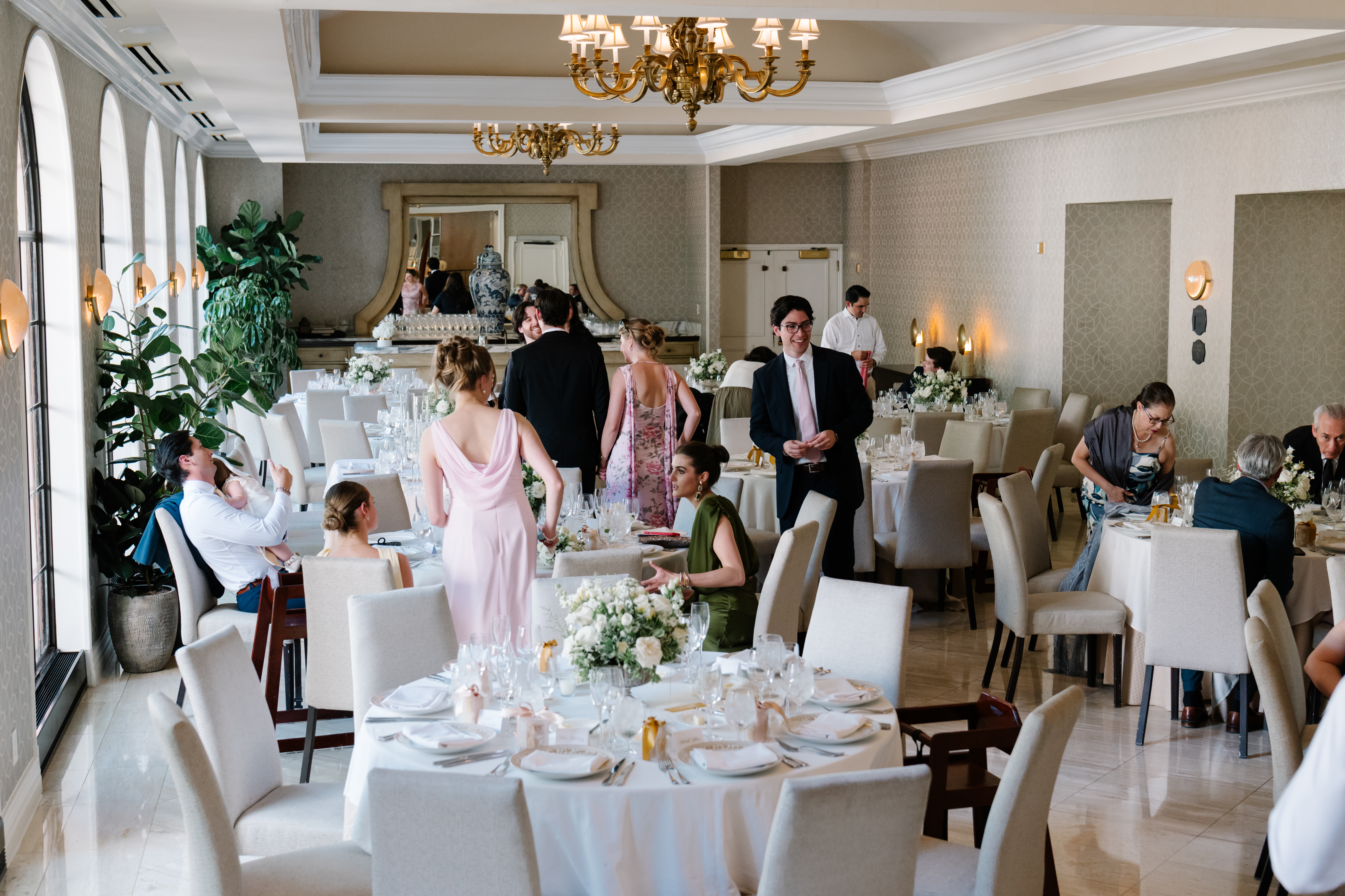 Rosewood Mansion classic white floral arrangements
